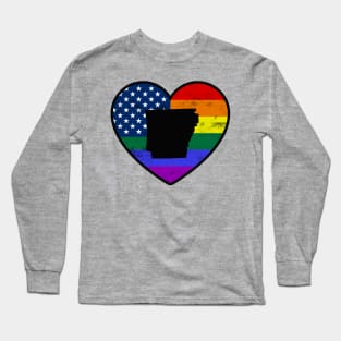 Arkansas United States Gay Pride Flag Heart Long Sleeve T-Shirt